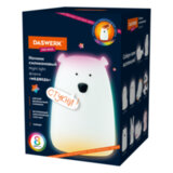 Ночник силиконовый LED "Медведь" 111x111x160 мм, белый свет/RGB, таймер, USB, аккумулятор 1200 мАч, DASWERK (ДАСВЕРК), 238938