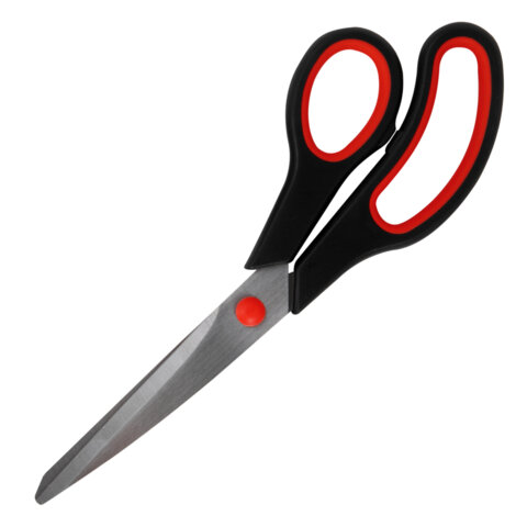 Ножницы 230 мм, бюджет, резиновые вставки, черно-красные, STAFF ECO, 238946
