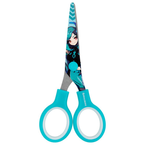 Ножницы 130 мм мятные, с цветной печатью "Аниме", BRAUBERG ANIME, 238956