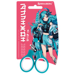 Ножницы 130 мм, мятные, с цветной печатью &laquo;Аниме&raquo;, BRAUBERG ANIME, 238956