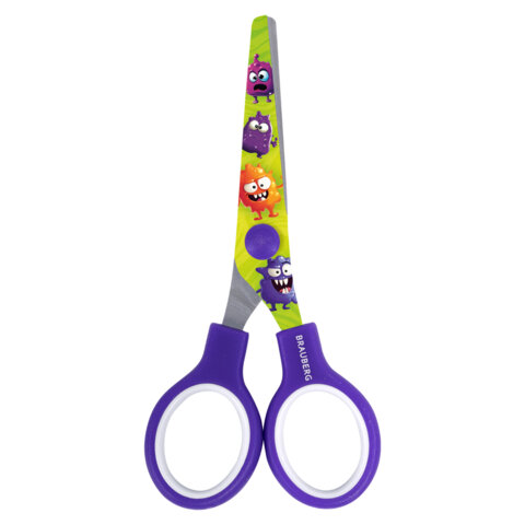 Ножницы 130 мм, сиреневые, с цветной печатью "Милые монстры", BRAUBERG CUTE MONSTERS, 238958