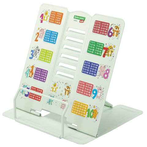 Подставка для книг и учебников большая BRAUBERG KIDS "Animals" с таблицей умножения, регулируемый угол наклона, металлическая, 238960