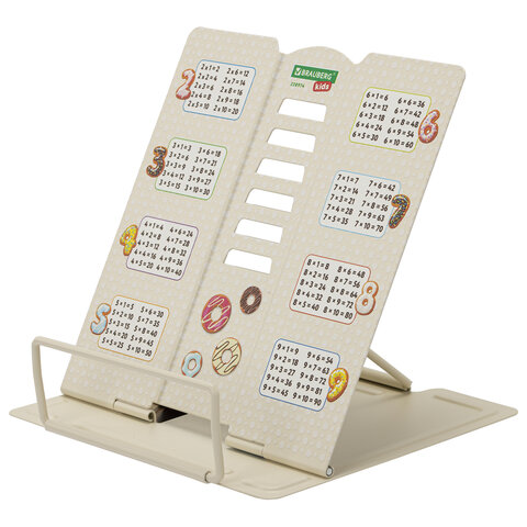 Подставка для книг и учебников BRAUBERG KIDS mini "Food" с таблицей умножения, регулируемый угол наклона, металлическая, 238974