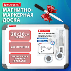 Доска магнитно-маркерная двусторонняя 20&times;30 см, с маркером и 2 магнитами, BRAUBERG, 238988
