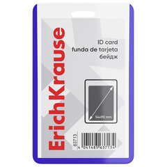 Бейдж вертикальный ERICH KRAUSE (54х90 мм), корпус прозрачный с синим, 63713
