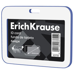 Бейдж горизонтальный ERICH KRAUSE (85х54 мм), корпус белый с синим, 63755