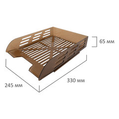 Лоток горизонтальный для бумаг BRAUBERG ECO, 330&times;245&times;65 мм, сетчатый, дымчатый, 239012