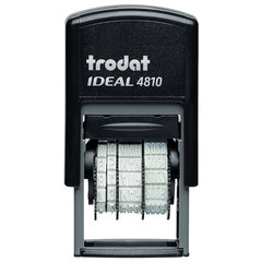 Датер-мини месяц БУКВАМИ, оттиск 20&times;3,8 мм, синий, TRODAT IDEAL 4810 P2, корпус черный, подушка, 218615