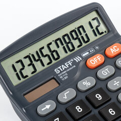 Калькулятор настольный STAFF PLUS DC-111S, КОМПАКТНЫЙ (150&times;120 мм), 12 разрядов, двойное питание, + БАТАРЕЙКА АА, 250428