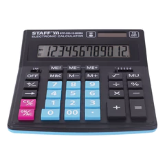 Калькулятор настольный STAFF PLUS STF-333-BKBU ( 200&times;154 мм) 12 разрядов, ЧЕРНО-СИНИЙ, 250461