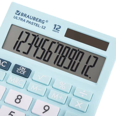 Калькулятор настольный BRAUBERG ULTRA PASTEL-12-LB (192&times;143 мм), 12 разрядов, двойное питание, ГОЛУБОЙ, 250502