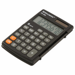 Калькулятор карманный BRAUBERG PK-865-BK (120&times;75 мм), 8 разрядов, двойное питание, ЧЕРНЫЙ, 250524