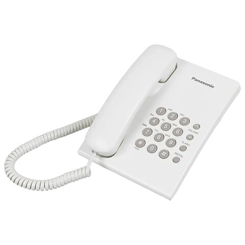 Телефон PANASONIC KX-TS2350RUW, белый, повторный набор, тональный / импульсный режим