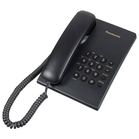 Телефон PANASONIC KX-TS2350RUB, черный, повторный набор, тональный/импульсный режим