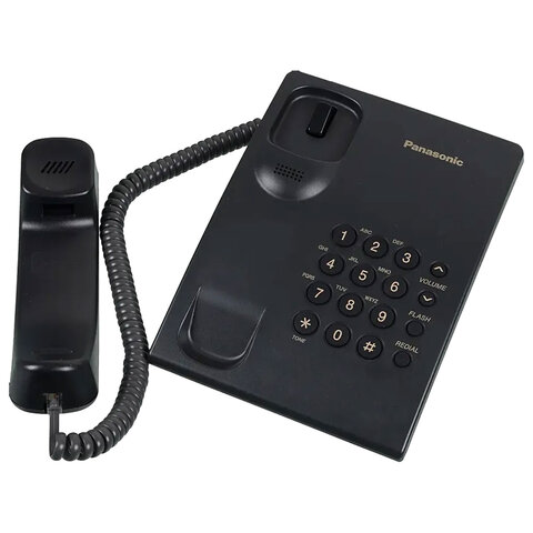 Телефон PANASONIC KX-TS2350RUB, черный, повторный набор, тональный/импульсный режим - фото 2