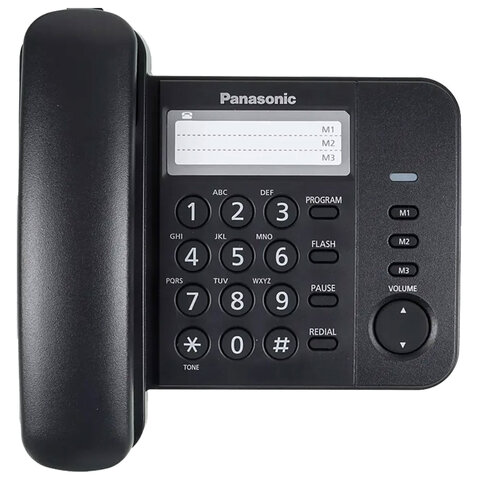Телефон PANASONIC KX-TS2352RUB, черный, память 3 номера, повторный набор, тональный / импульсный режим, индикатор вызова - фото 2