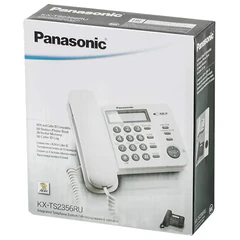 Телефон PANASONIC KX-TS2356RUB, черный, память 50 номеров, АОН, ЖК-дисплей с часами, тональный / импульсный режим