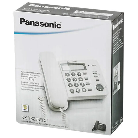 Телефон PANASONIC KX-TS2356RUB, черный, память 50 номеров, АОН, ЖК-дисплей с часами, тональный / импульсный режим - фото 6