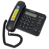 Телефон PANASONIC KX-TS2356RUB, черный, память 50 номеров, АОН, ЖК-дисплей с часами, тональный / импульсный режим