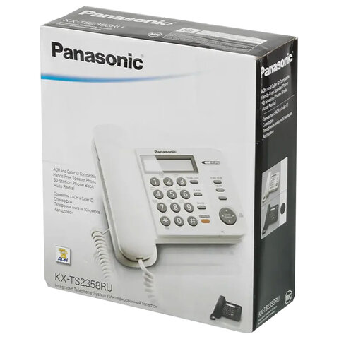 Телефон PANASONIC KX-TS2358RUB, черный, память 50 номеров, АОН, спикерфон, ЖК дисплей с часами, тональный / импульсный режим - фото 6