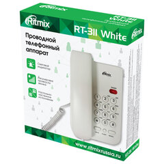 Телефон RITMIX RT-311 white, световая индикация звонка, тональный/<wbr/>импульсный режим, повтор, белый