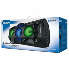 Колонка портативная SVEN PS-680, 2.0, 65 Вт, Bluetooth, FM, USB, microSD, черный, SV-020187