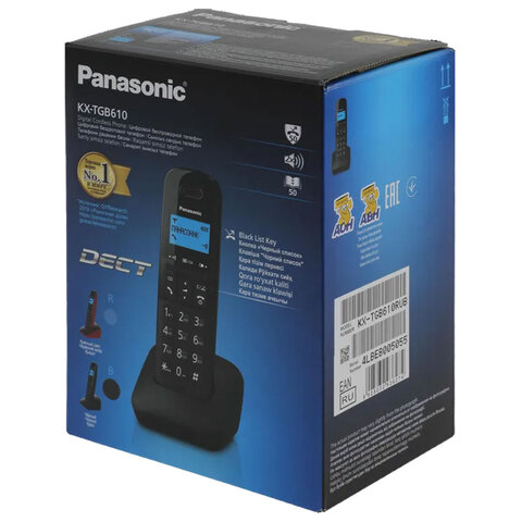 Радиотелефон PANASONIC KX-TGB610RUB, память 50 номеров, АОН, повтор, часы/будильник, чёрный - фото 6