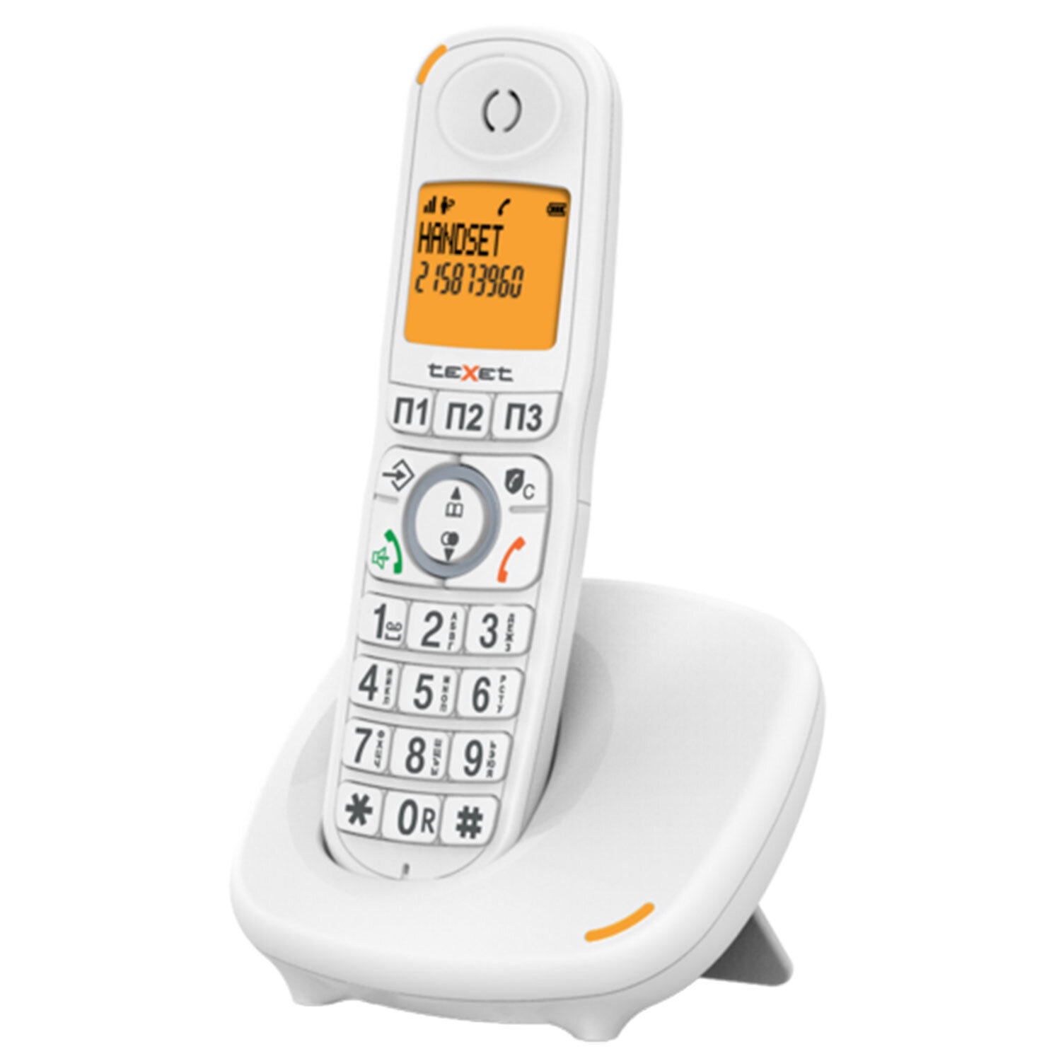 Радиотелефон TEXET TX-D8905A, память 100 номеров, АОН, повтор, спикерфон, часы/будильник, белый