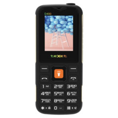 Телефон мобильный TEXET TM-D400, 2 SIM, 1,77", 32 Мб, microSD, FM, MP3, IP54, фонарик, черный