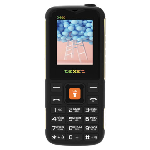 Телефон мобильный TEXET TM-D400, 2 SIM, 1,77", 32Мб, microSD, FM, MP3, IP54, фонарик, черный