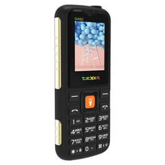 Телефон мобильный TEXET TM-D400, 2 SIM, 1,77", 32 Мб, microSD, FM, MP3, IP54, фонарик, черный