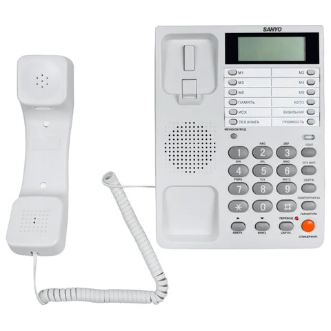 Телефон SANYO RA-S408W, спикерфон, память 55 номеров, тональный / импульсный режим, белый - фото 2