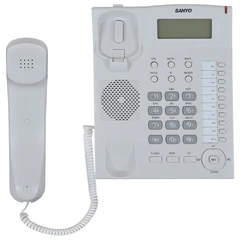 Телефон SANYO RA-S517W, спикерфон, память 30 номеров, тональный / импульсный режим, белый