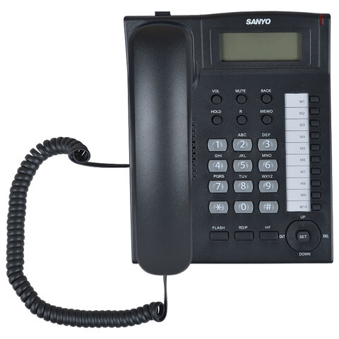 Телефон SANYO RA-S517B, спикерфон, память 30 номеров, тональный / импульсный режим, черный