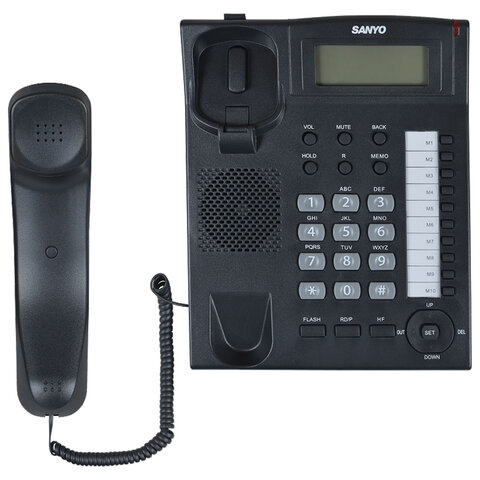 Телефон SANYO RA-S517B, спикерфон, память 30 номеров, тональный / импульсный режим, черный - фото 2