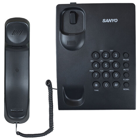 Телефон проводной SANYO RA-S204B, тональный / импульсный режим, повтор, чёрный