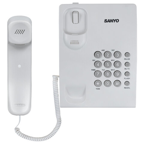 Телефон проводной SANYO RA-S204W, тональный / импульсный режим, повтор, белый