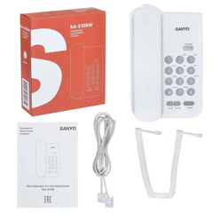 Телефон проводной SANYO RA-S108W, тональный / импульсный режим, повтор, белый