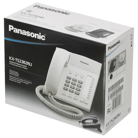 Телефон PANASONIC KX-TS2382RUB, память 10 последних набранных номеров, тональный/импульсный режим, повтор, чёрный - фото 6