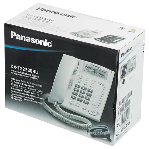 Телефон PANASONIC KX-TS2388RUB, АОН, спикерфон, память 50 номеров в справочнике, тональный/импульсный режим, чёрный - фото 6