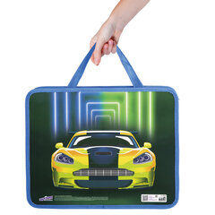 Папка на молнии с ручками ЮНЛАНДИЯ А4, 1 отделение, пластик, ширина 80 мм, &laquo;Neon car&raquo;, 270118