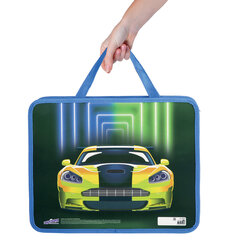 Папка на молнии с ручками ЮНЛАНДИЯ А4, 1 отделение, пластик, ширина 80 мм, &laquo;Neon car&raquo;, 270118