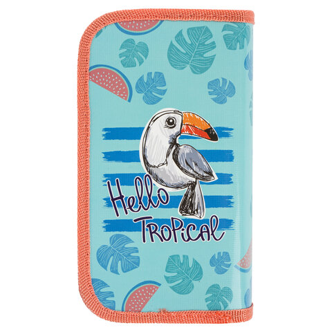 Пенал ПИФАГОР, 2 отделения, ламинированный картон, 19х11 см, "Tropical", 270168