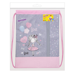 Мешок для обуви ЮНЛАНДИЯ, плотный, светоотражающая полоса, 46&times;36 см, &laquo;Girl and balloons&raquo;, 270187