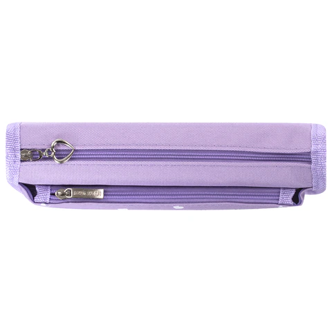 Пенал мягкий ЮНЛАНДИЯ, 2 отделения, полиэстер, "Heart", фиолетовый, 21х6х9 см, 270259 - фото 4