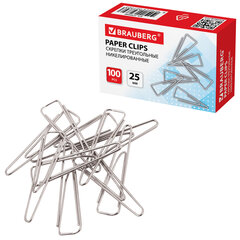Изображение товара Скрепки BRAUBERG треугольные 25 мм, никелированные, 100 шт.