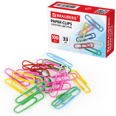 Изображение товара Цветные скрепки BRAUBERG 33 мм 100 шт в картонной коробке