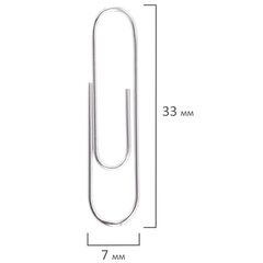 Скрепки STAFF, 33 мм, оцинкованные, 100 шт., в картонной коробке, 270445