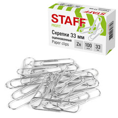 Изображение товара Скрепки STAFF 33 мм, оцинкованные, 100 шт. в картонной коробке
