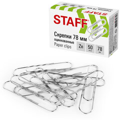 Изображение товара Большие 78 мм скрепки STAFF оцинкованные гофрированные 50 штук
